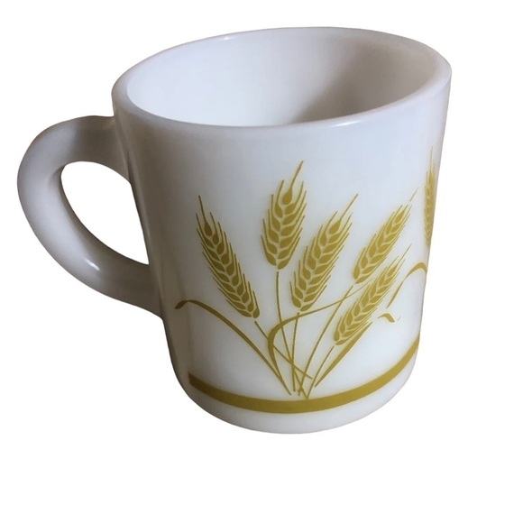 Hazel Atlas White Milk Glass Golden Harvest Wheat Pattern Coffee Cup​​​​ - Picture 2 of 6